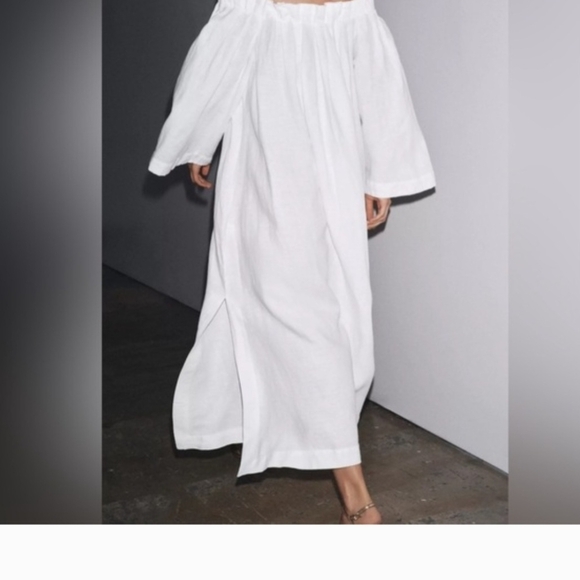 Zara White Off-Shoulder Midi Dress - Picture 2 of 4